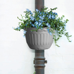 Style Grey Pot for hanging on a drainpipe or securing to a wall